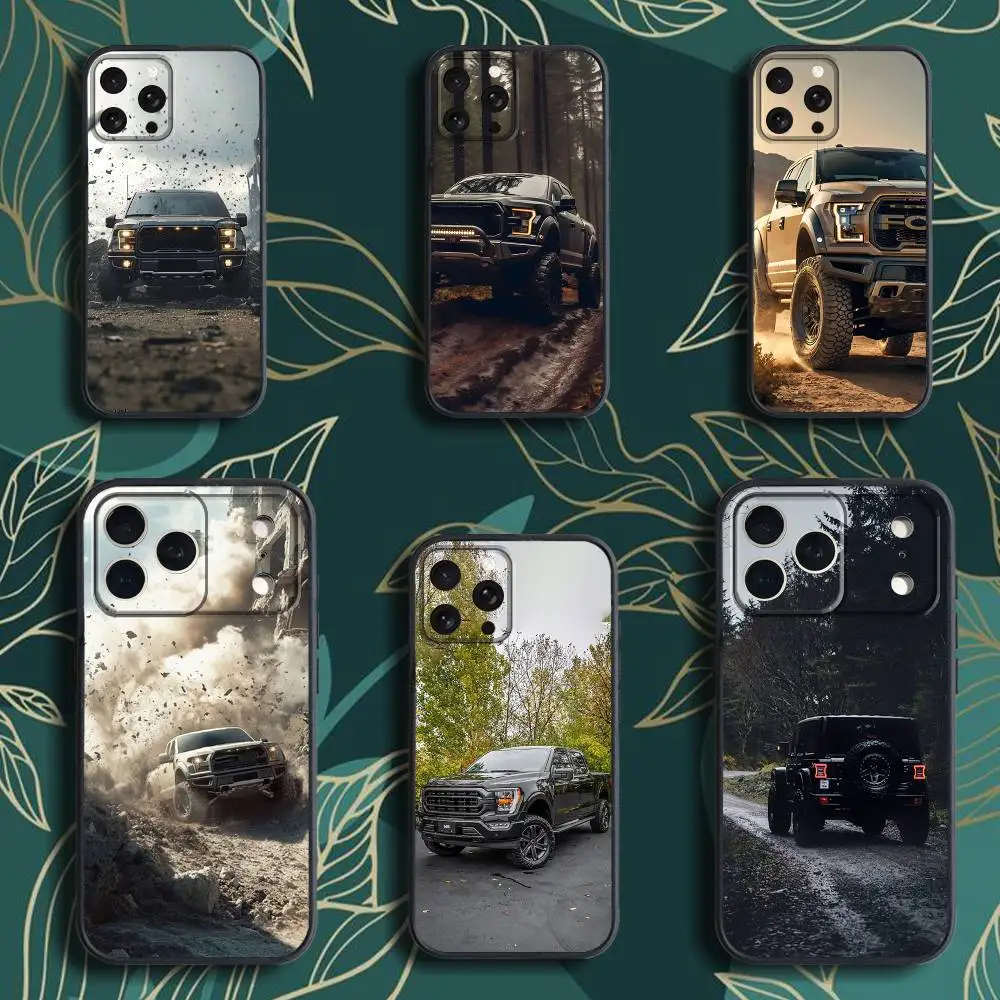حافظة هاتف F-Series P-Pickup T-Trucks لهاتف iPhone 17,16,15,14,13,12,Pro,Max,Plus,E,SE4,Air,Mini Black Soft Box