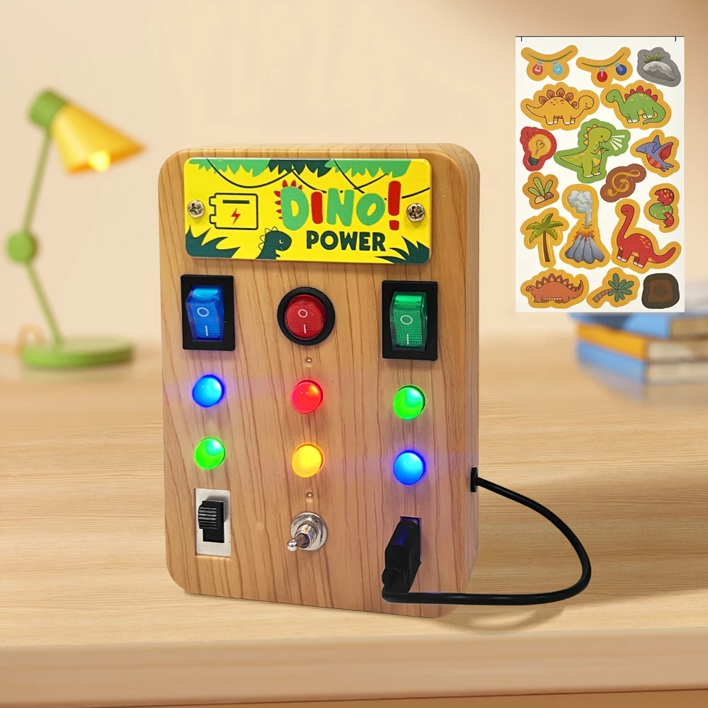 

LED Light-Up Wooden Busy Board for Baby - Travel Toy, Enhances Fine Motor Skills & Coordination, Perfect Gift for Boys & Girls