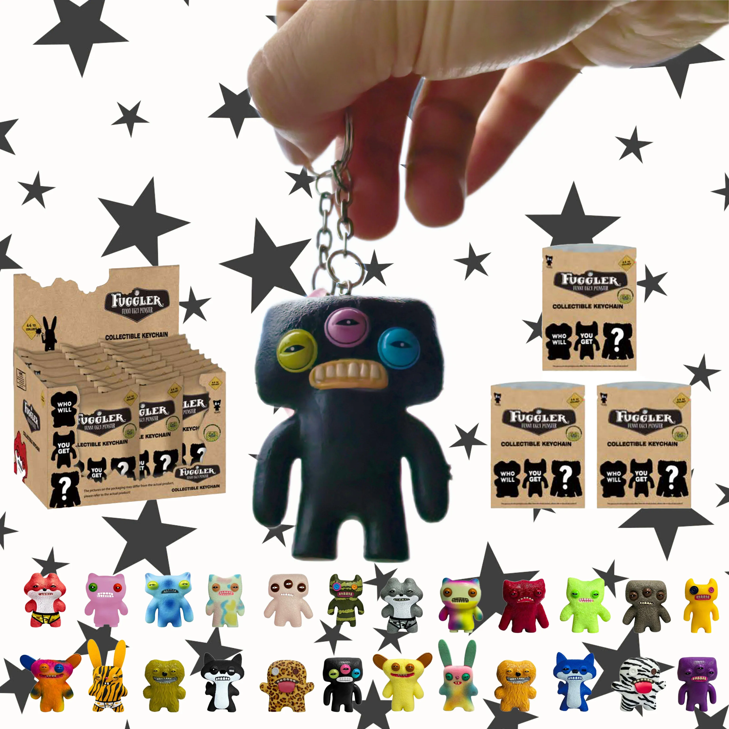 

Аниме Фигурка Fugglers Ugly Monsters 12 шт., зубной брелок, ручная слепая коробка, кукла, креативный уродливый милый орнамент, модель игрушки, кукла