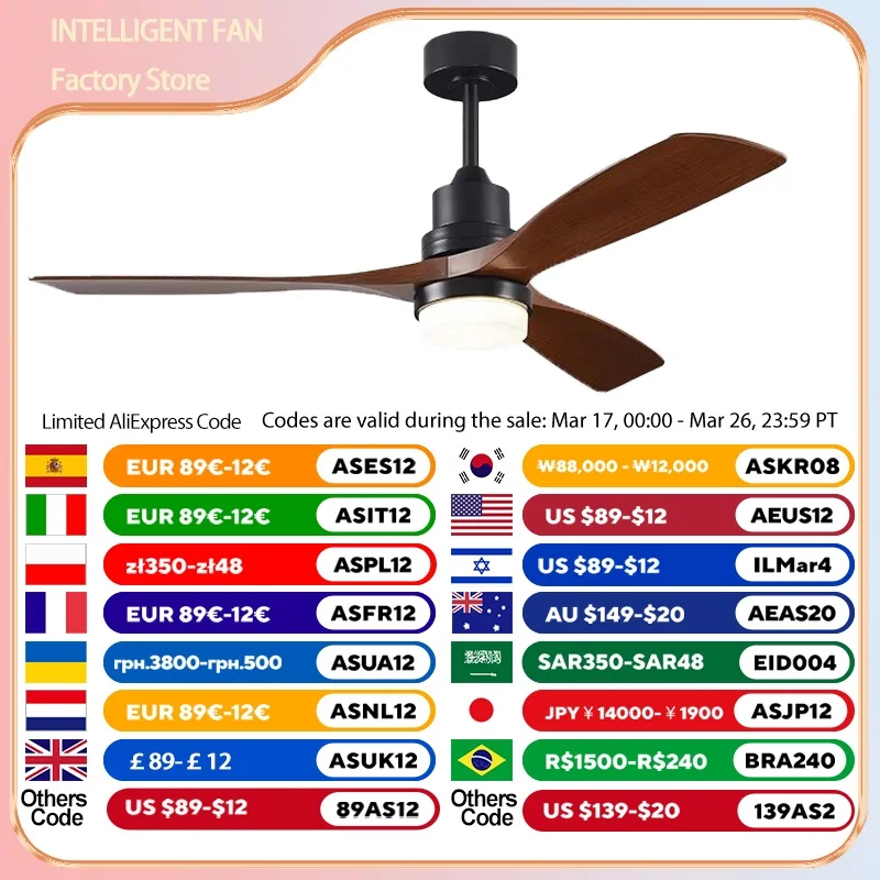 42/52 Inch white Black 3 ABS Blade Pure Copper DC 35W Motor Ceiling Fan With 18W LED Light Support Remote Control