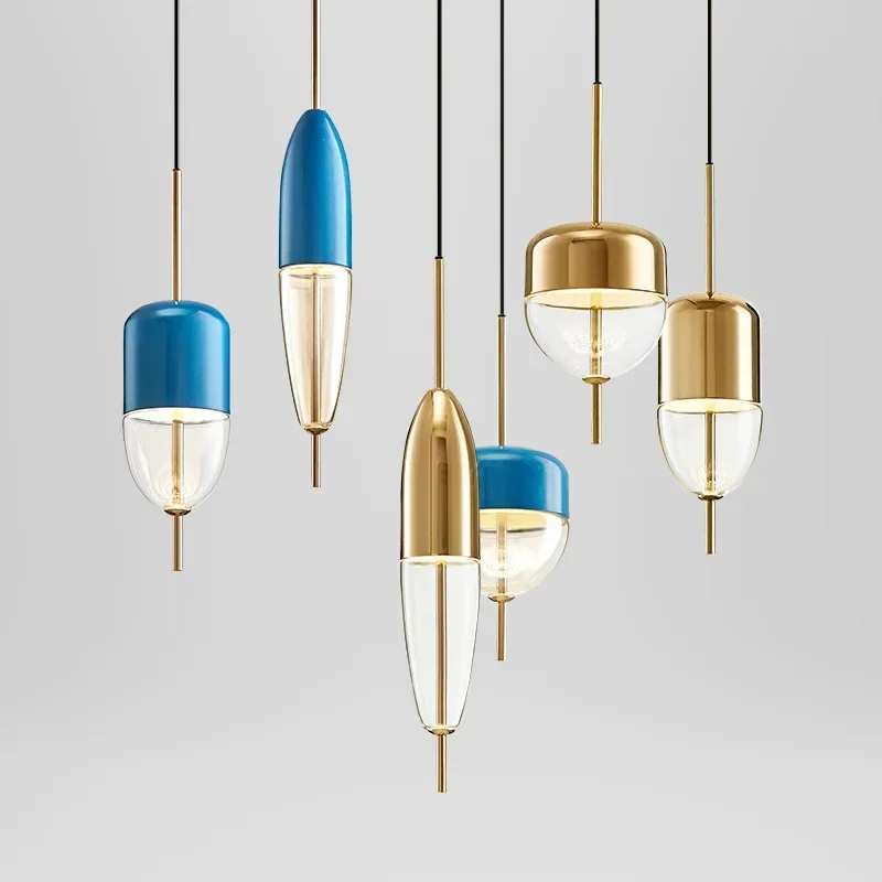 Postmodern gold blue water drop fashion designer bedroom dining room chandelierлампа светодиодная люстра светодиодный светильник