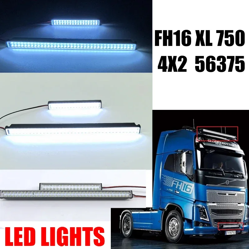 Roof Spotlight LED Cab Bottom Light Kit 5V Accessorie for 1/14 Tamiya RC Truck Volvo FH16XL 750 4X2 56375 Car Upgrade Part