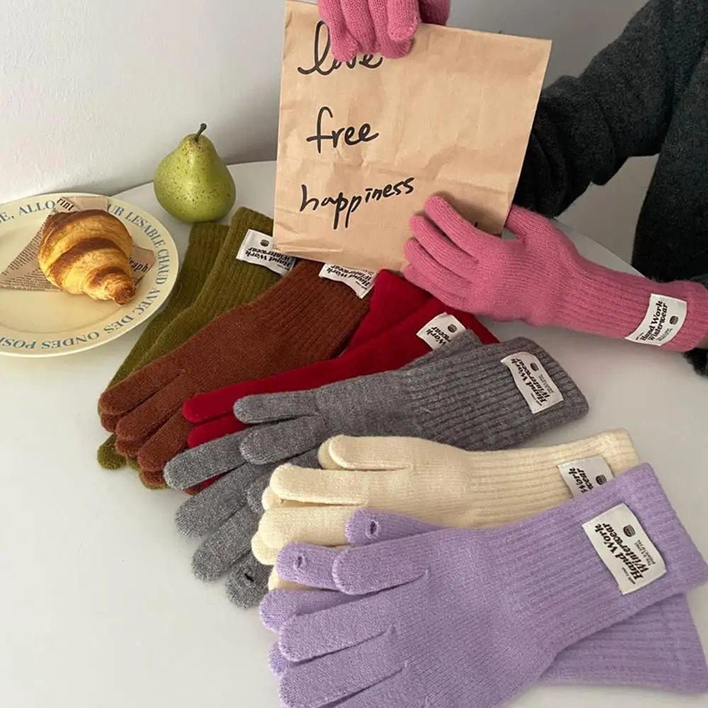 South Korea Imitation Rabbit Fur Finger Division Soft Gloves Women Autumn Winter Ins Warm Touch Screen Windproof Knitting Gloves