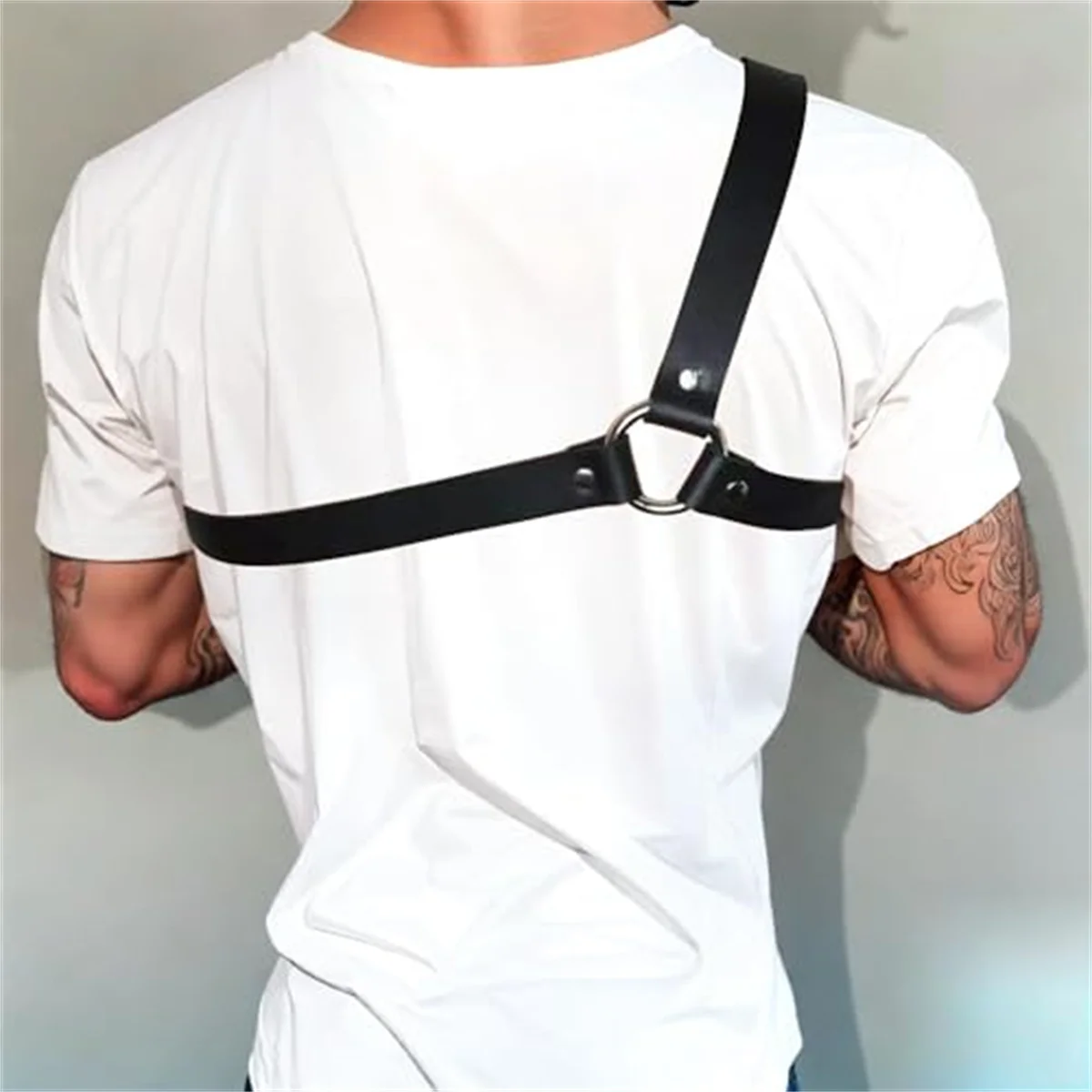 Gothic Men Leather Suspenders Belt Body Bondage Straps Fashion Adjustable Braces Suspender With Metal Clips Punk Harness Belts