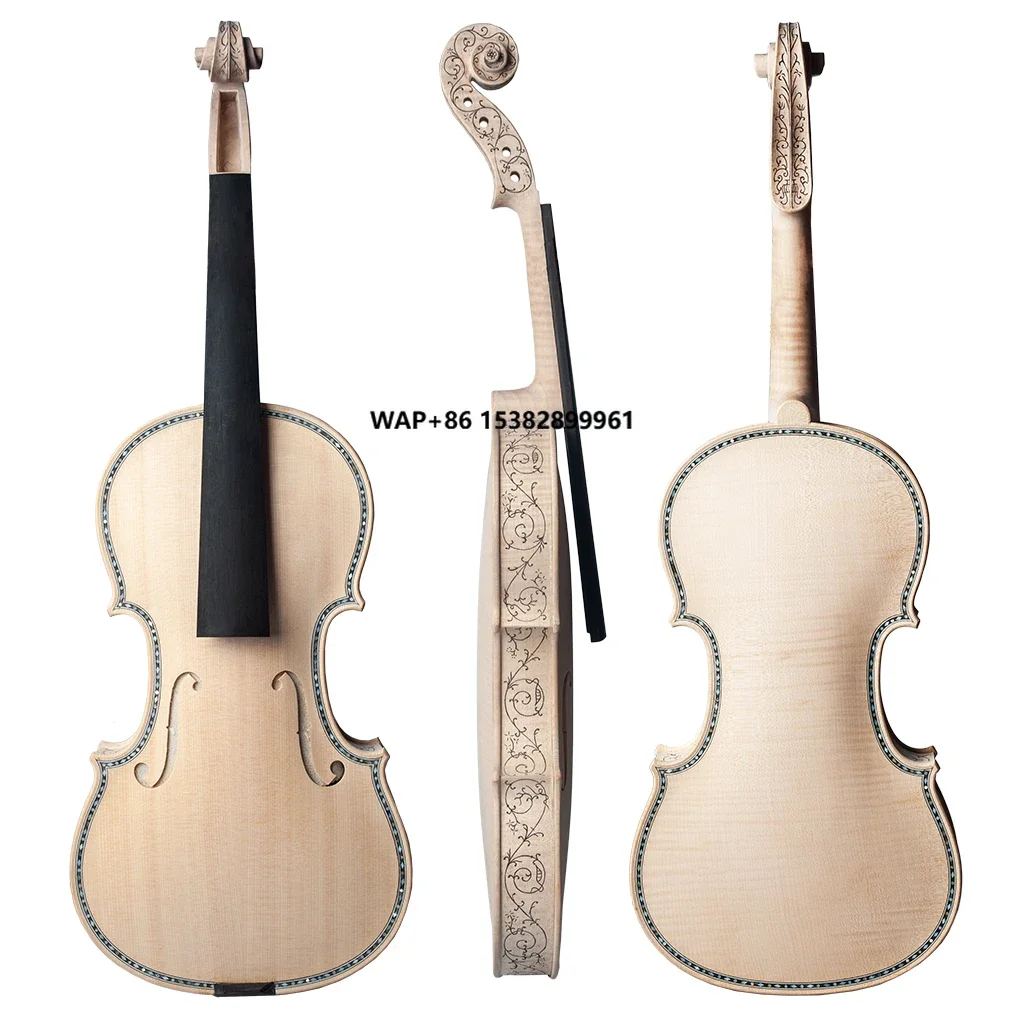 4/4 Unfinished European Wood Handmade Violins Unusual Highly Decorative Inlay C. 1679 Hellier Style Stradi Oil Finish Violin