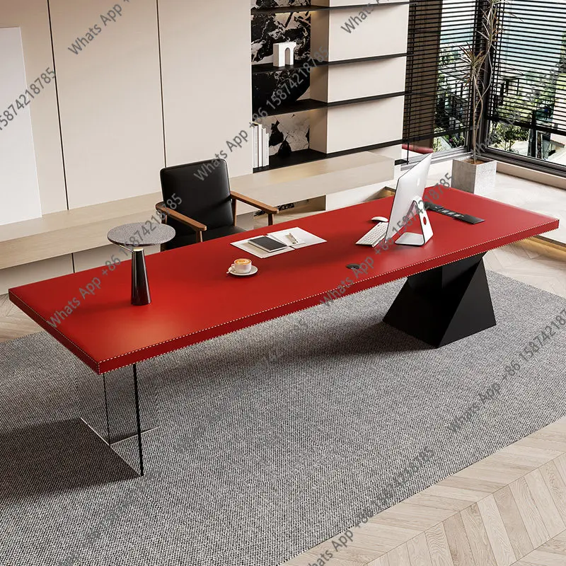 

Modern simple small space office desk boss desk 1.6 meters single independent women's desk Italian light luxury high-end feeling