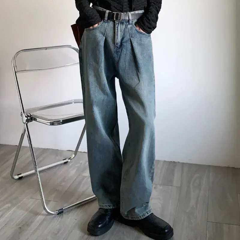 

Новые летние прямые джинсы в американском стиле ретро, мужские свободные тонкие прямые широкие брюки, повседневные джинсы длиной до пола, Tide