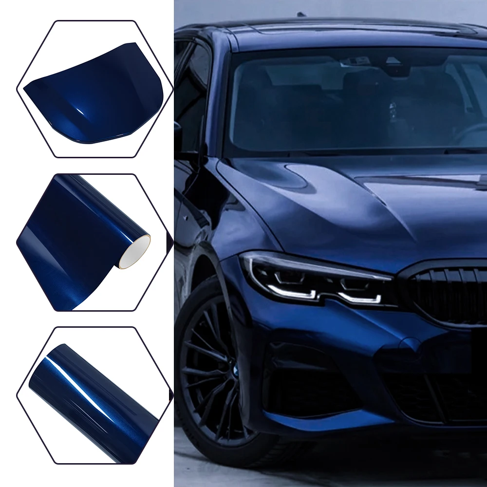Premium PET Tanzanite Blue Metallic Vinyl Wrap Film for Cars Motorcycles Full or Partial Body UV-Resistant Removable Accessories