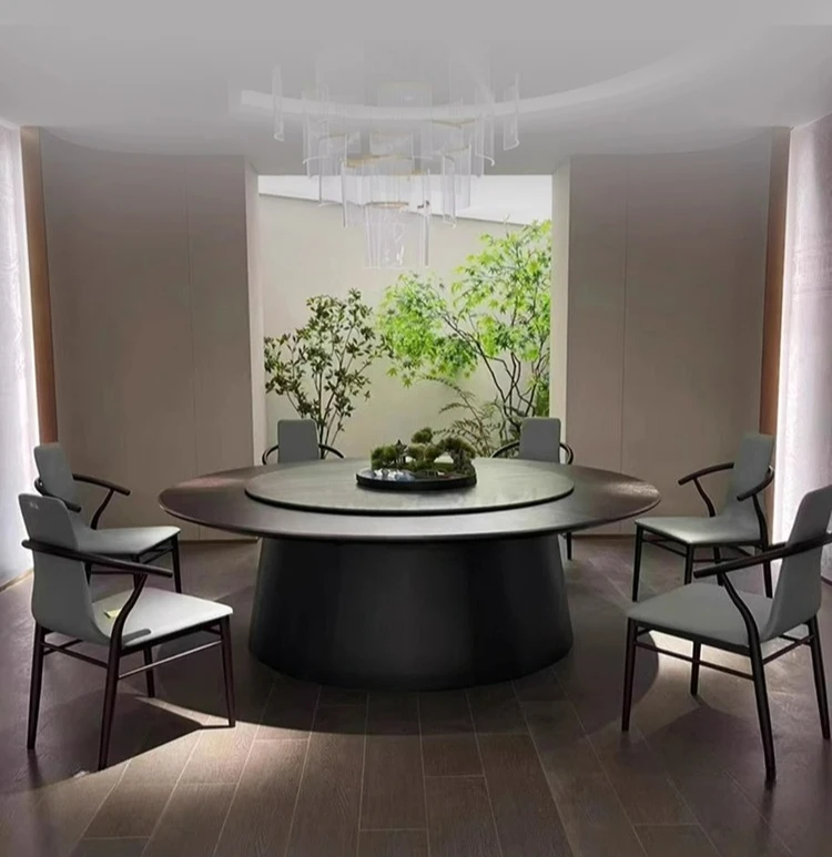 LTT hotel slate electric dining table clubhouse box large round table family hotel banquet table and chairs