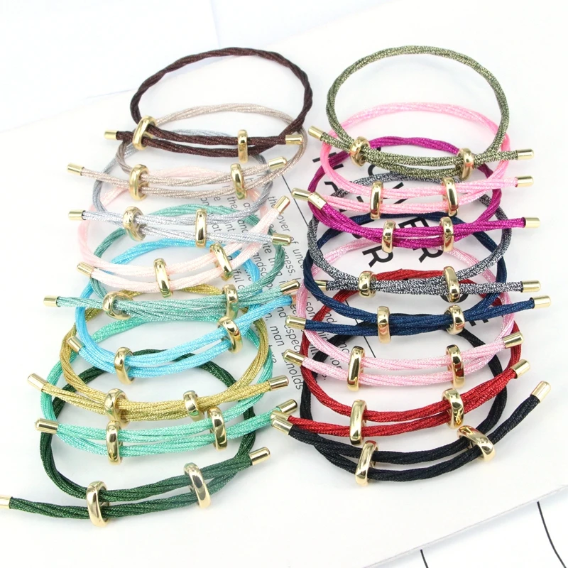 

10Pcs / Adjustable Zipper Bracelet with Five-Strand Gold Thread Bracelet,Texture Minimalist Sporty Style Unisex Couple Jewelry