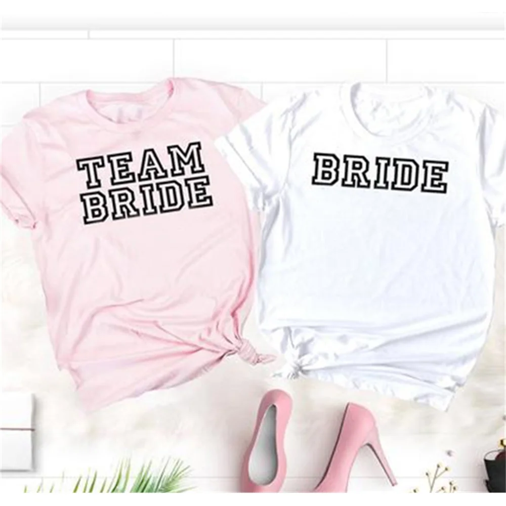 

Team Bride Graphic Tees Women Wedding Party Bridesmaid T-shirt Causal Kawaii Best Friend T Shirt Team Tops T22F