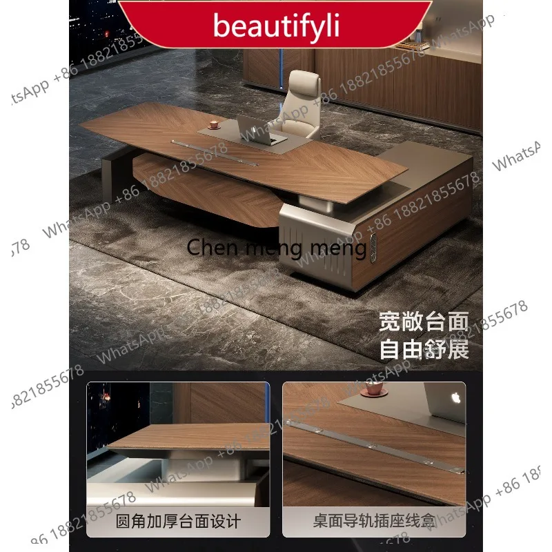 

01A Boss office desk and chair combination simple modern light luxury high sense president desk office desk