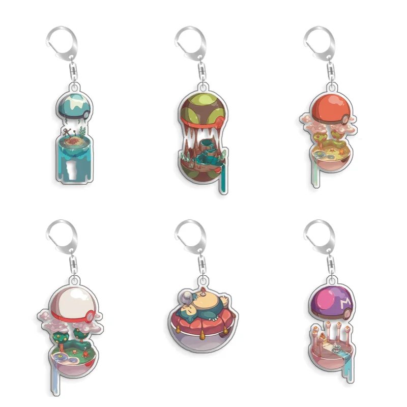 For Pokemon Elf Qikchu Snorlax Squirtle Gengar Bulbasaur Acrylic Selfmade Cute Cartoon Anime Keychain Pendant Toy Gift 5cm