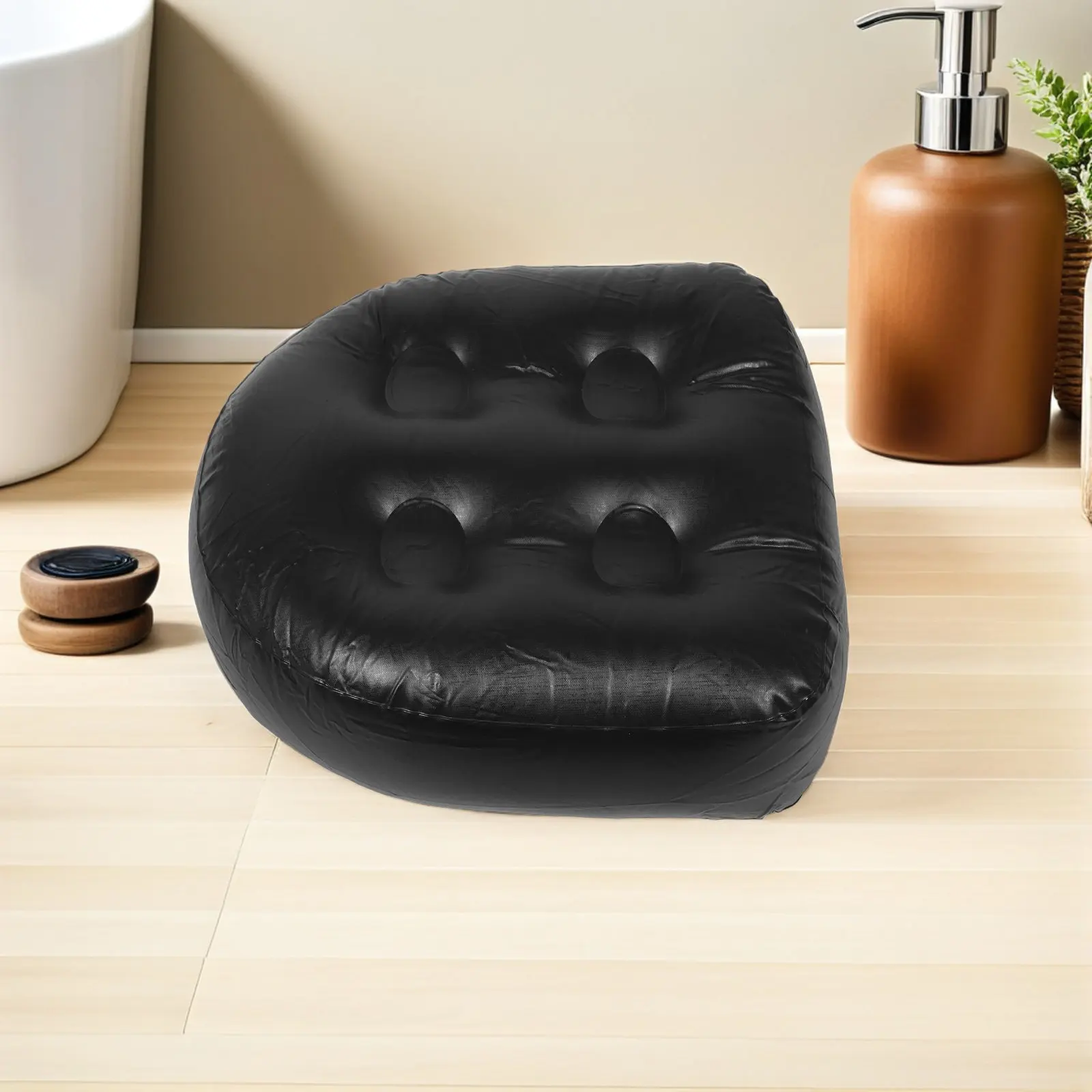 大人用の空気注入式バスタブ用クッション2個セット。吸盤で固定し、安定性を高め、水を入れて使用可能。あらゆるバスタブやスパに適合。