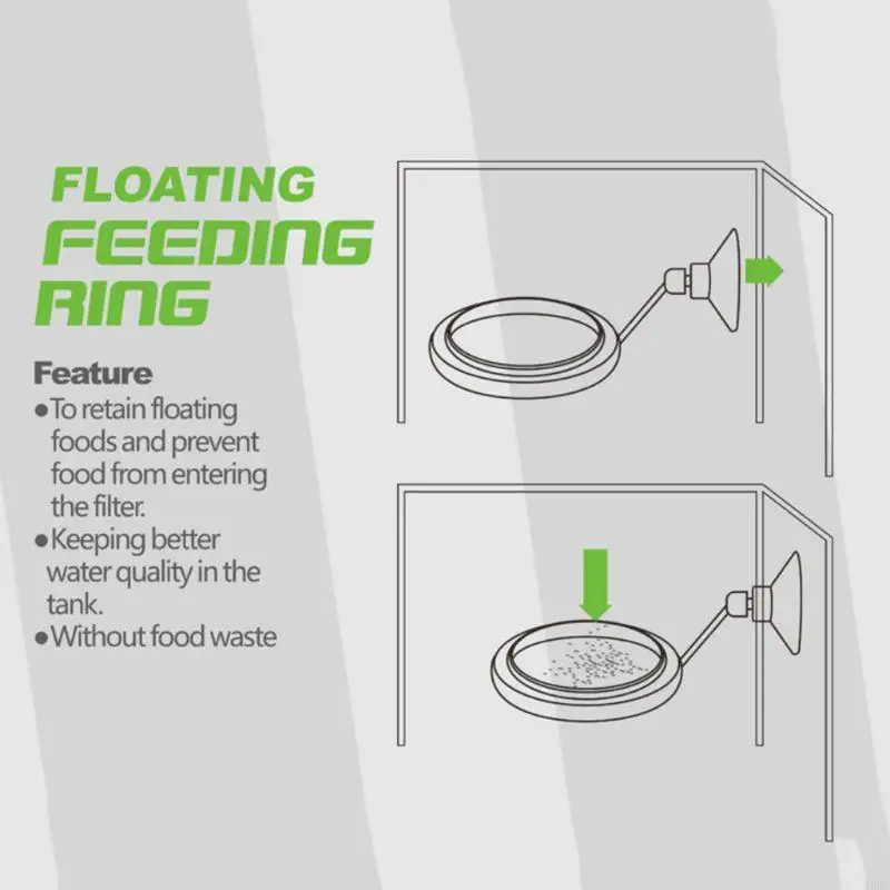 K3KA Fish Feeding Ring Safe Floating Feeder Circle with Suction Cup for Guppy Betta Easy to Install Black Square / Round