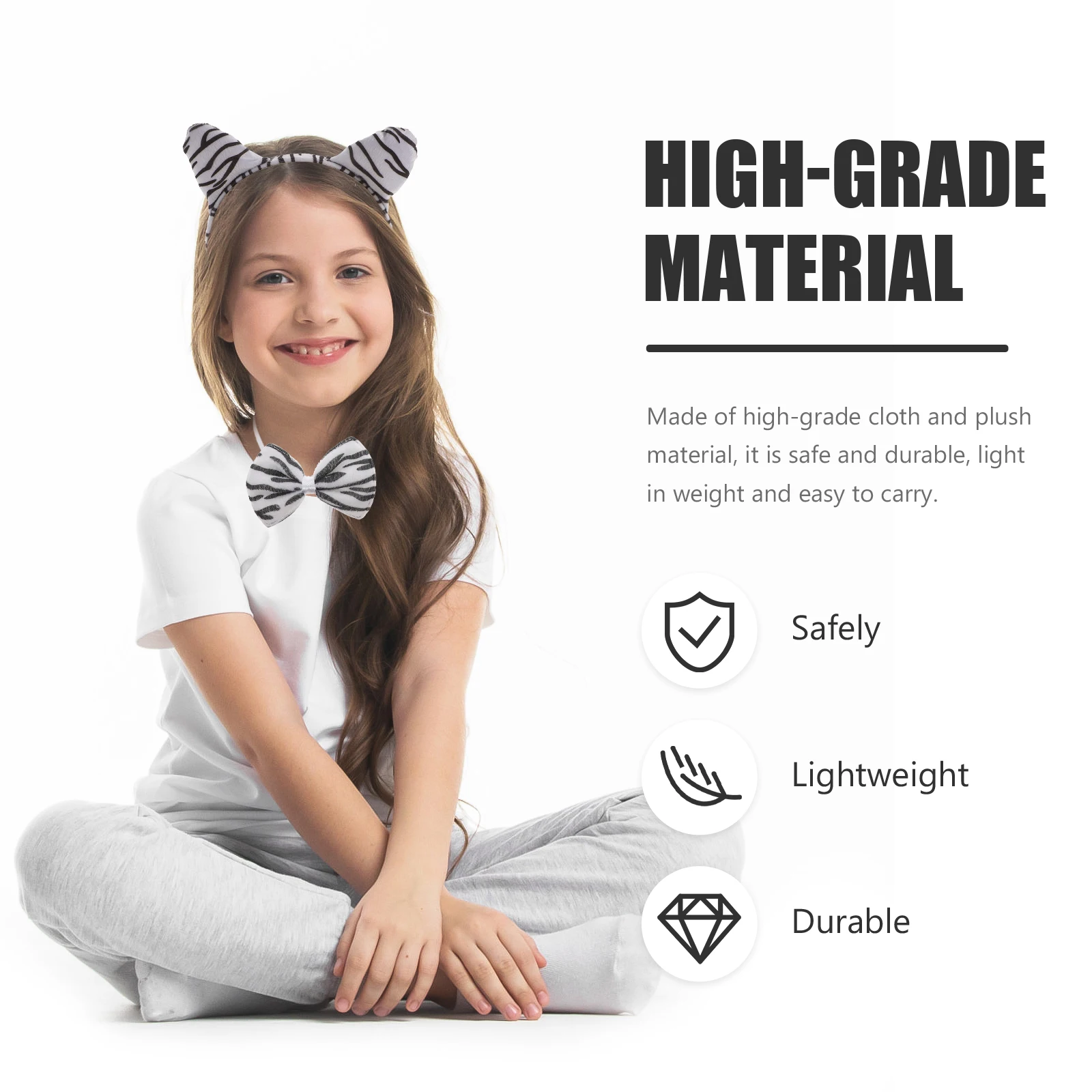 

1 set Headband Bow Tie Set Animal Ears Kids Costume Party Accessories Lightweight Fabric Cosplay Props for Women