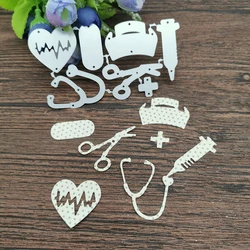 크리 에이 티브 간호사 모자 주사기 DIY Scrapbooking 장식 엠보싱 공예 다이 커팅 템플릿에 대한 금속 절단 다이 스텐실