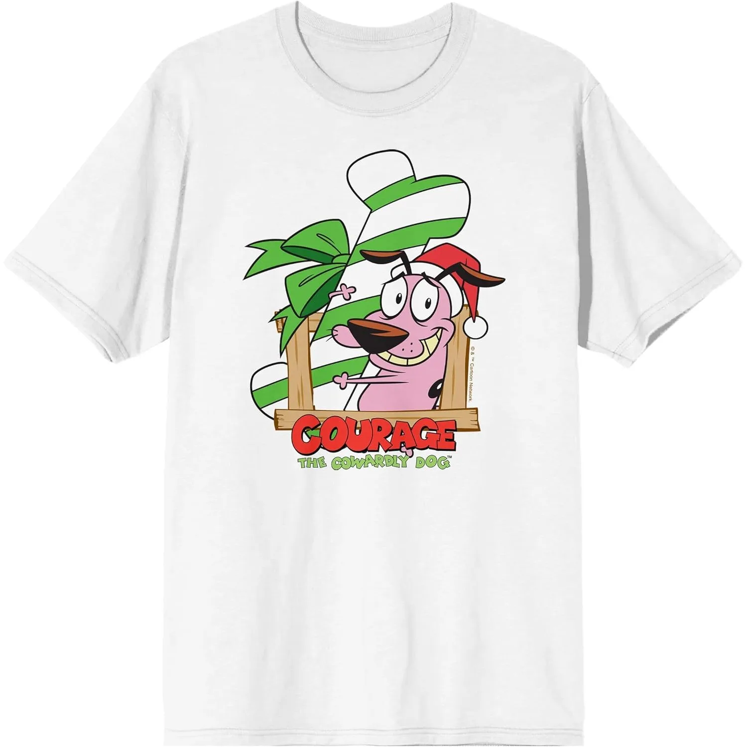 Courage The Cowardly Dog Christmas Graphic T-Shirt Men's Cotton Crew Neck Short Sleeve Tee