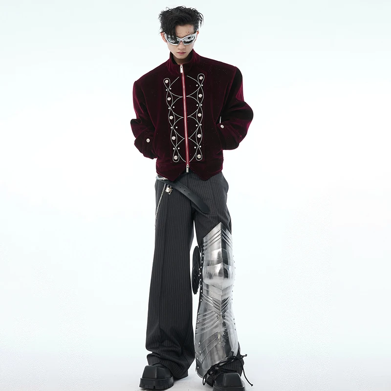 LUZHEN High 2025 New Original Geometric Design Pattern Embroidery Quality Coat Men Stylish Street Male Stand Neck Jacket JY4735