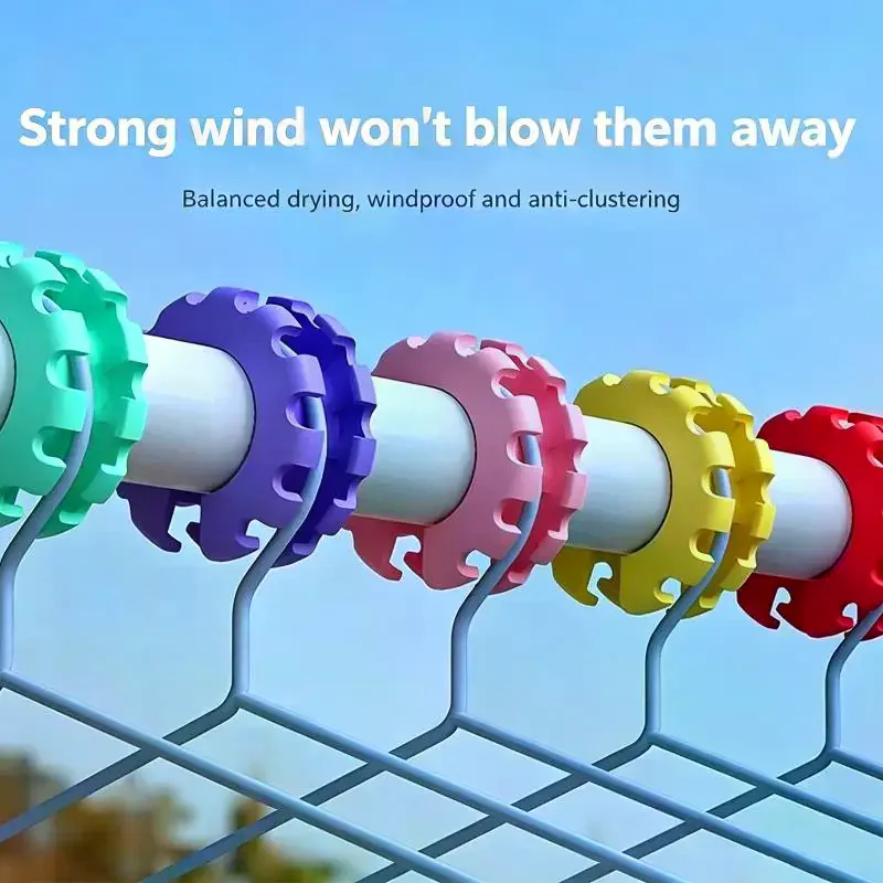5Pcs Clothes Hanger Windproof Fixed Clip Flower Anti Slip Laundry Stopper Wind Resistant For Balcony Outdoor Drying Clothes