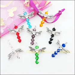 New 16Pcs Charms Tibetan Silver Wings Mixed Animal Dragonfly Angel Pendants DIY J052