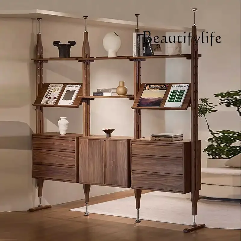 

F North American Black Walnut Combination Bookcase, Indomitable Storage System, All Solid Wood Medieval Partition Bookshelf