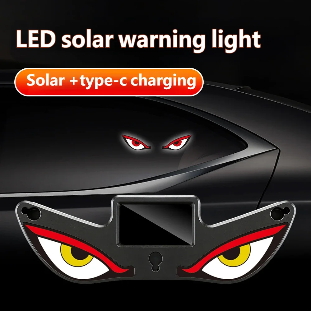 LED Solar Car Ambient Light Wireless Demon Eye USB Rechargeable Suction Cup Breathing Atmosphere Lamp Auto Interior Decor