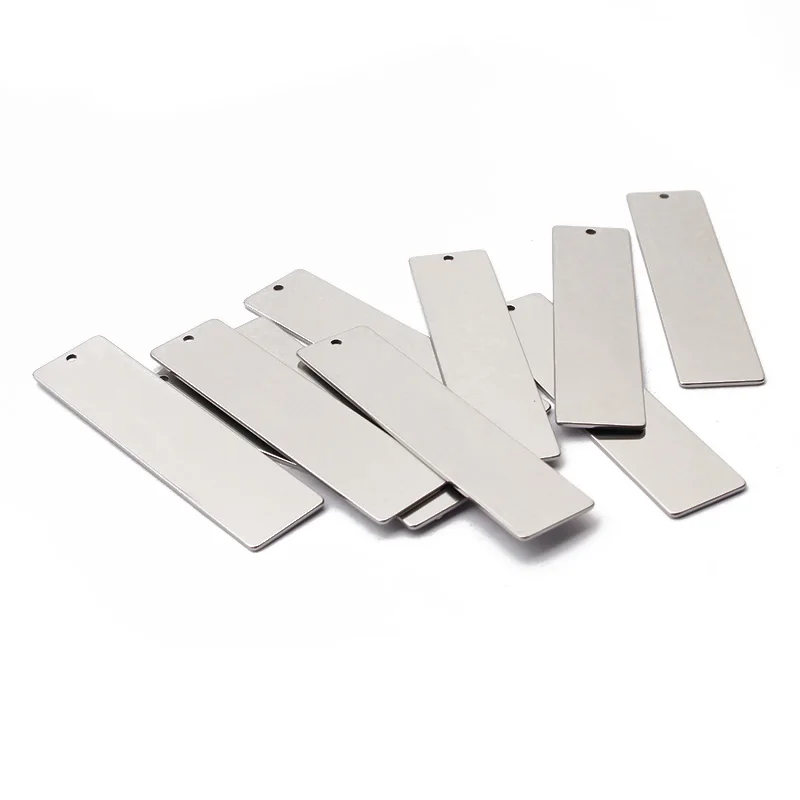 10 szt. Zawieszki do prostokąt ze stali nierdzewnej tłoczenia 12x50mm do grawerowania dla naszyjnik DIY akcesoria do wyrobu biżuterii bransoletek — zdjęcie 7