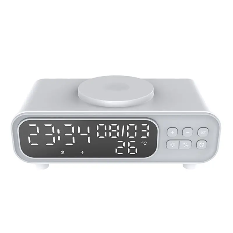 Aug. Fast Charging Station Wireless Station Time Alarm Clock Earphone LED Night Light Phone