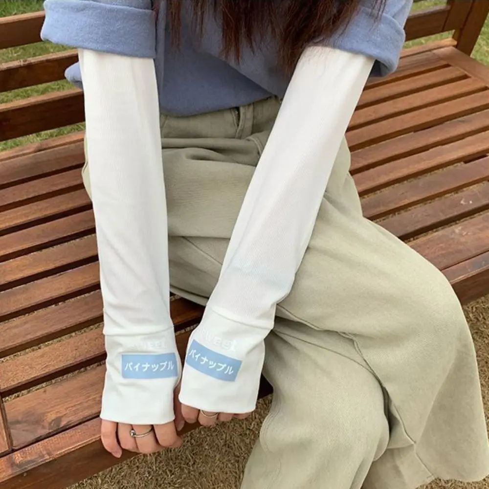 

Long Gloves Sun UV Protection Hand Protector Cover Arm Sleeves Ice Silk Sunscreen Sleeves Outdoor Arm Warmer Half Finger Sleeves