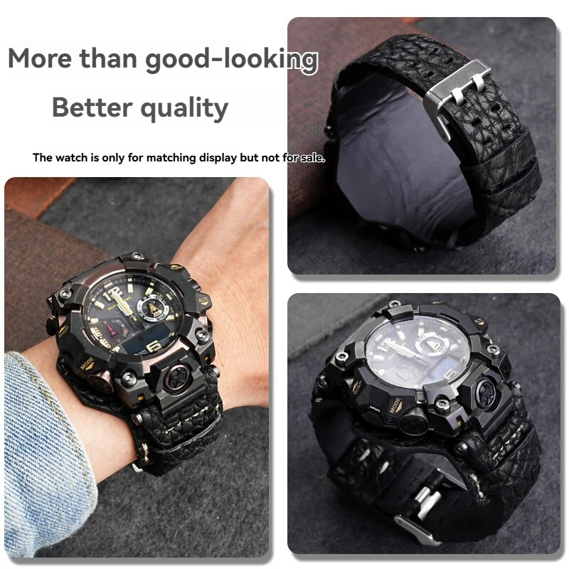 حزام جلدي بديل لـ Casio G-SHOCK Mudmaster GWG-B1000 5713 |   تعديل تصميم صينية |   خمر نمط بيسون الجلد ووتش