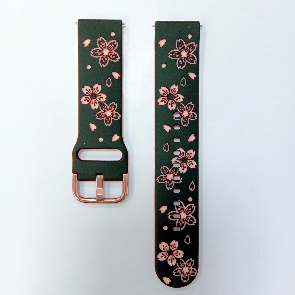20 مللي متر زهرة محفورة حزام الساعات لساعة سامسونج جالاكسي 6/7/5/4 40 مللي متر/44 مللي متر 5Pro 45 مللي متر ساعة 6 4 كلاسيكي 43 مللي متر/47 مللي متر 42 مللي متر/46 مللي متر حزام