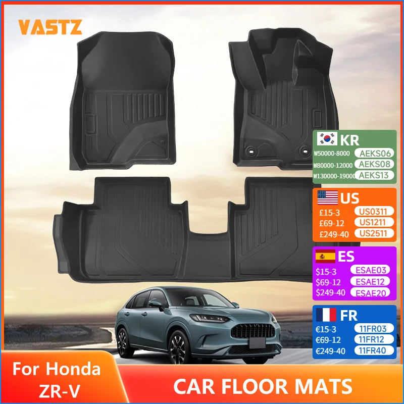 

Car Floor Mat Trunk Mat for Honda ZR-V 2025 Right Hand Drive Durable Water-proof Non-slip Weather-resistant Easy-clean Mud-proof
