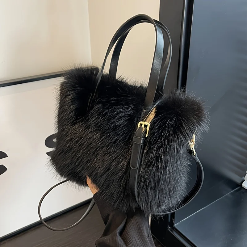 Mini Fashion Fluffy Crossbody Bag Trendy Plush Shoulder Bag  Women's Casual Handbag Purse fluffy tote Bags For Shopping Traving