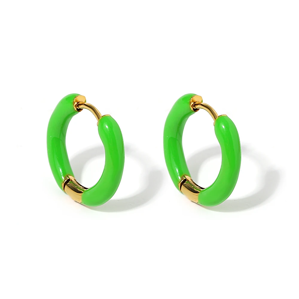 Kleurrijke neon emaille Huggie hoepels oorbellen roestvrij stalen sieraden voor vrouwen Dopamine kleine oor manchet piercing dikke sieraden