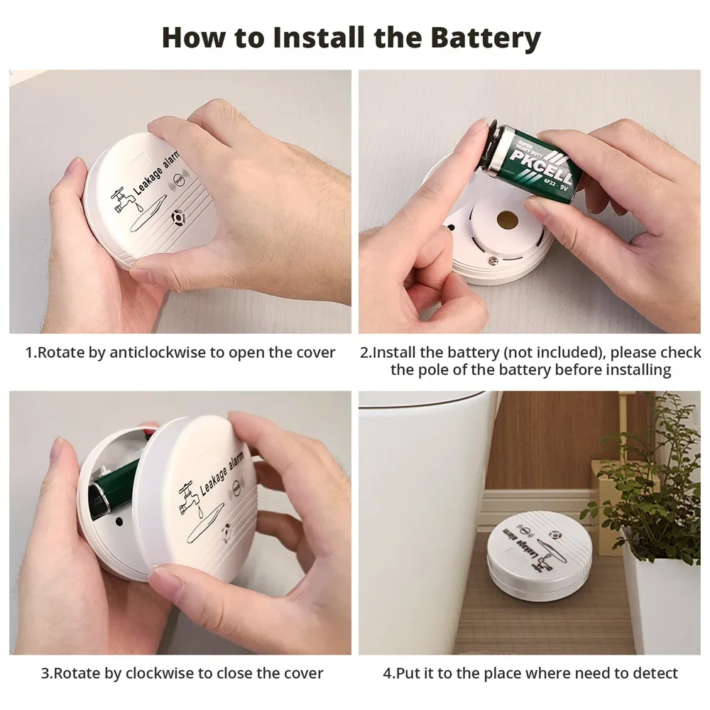 Fuers Water Leak Detector Alarm Sensitive Leak Drip Alert with 90db Loud Home Security Overflow Sensor for Kitchen Bathroom