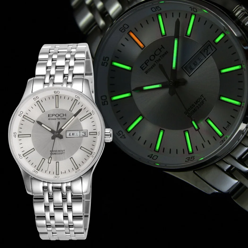 EPOCH Men Luxury Watch 40mm Fashion Quartz Wristwatch Luminous