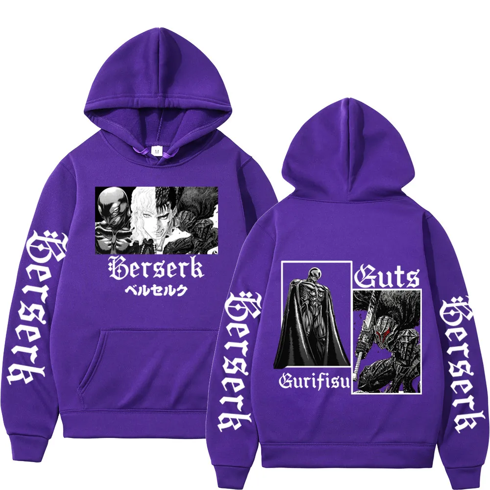 Men's Cartoon Hoodies Berserk Guts Comic Pullover Hoodies Anime Eyes Print Anime Hoodies Streetwear Tops