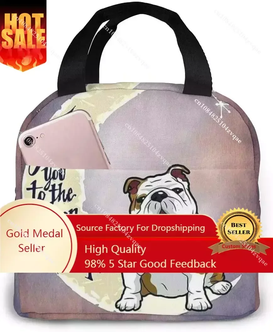 English Bulldog Unique Lunch Bag For Women Girls Kids Insulated Picnic Pouch Thermal Cooler Tote Bento Large Meal Prep Cute Bag