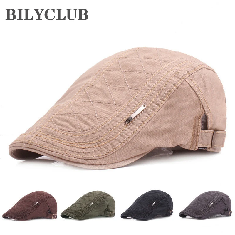 2024 New Cotton Beret Hats for Men  Women Summer Flat Cap Male Vintage Casquette Caps Fall Berets Men\'s Hat for Auntumn Winter