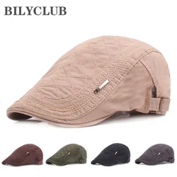 2023 New Cotton Beret Hats for Men Summer Flat Cap Male Vintage Casquette Caps Fall Berets Women Men's Hat for Auntumn Winter