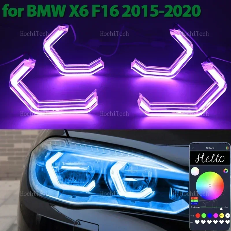 

RGB Multi Colors M4 Style Light Ring APP Control DRL LED Angel Eyes Kit for BMW X6 F16 2015-2019 XDrive35i XDrive50i 30d 35d 40d