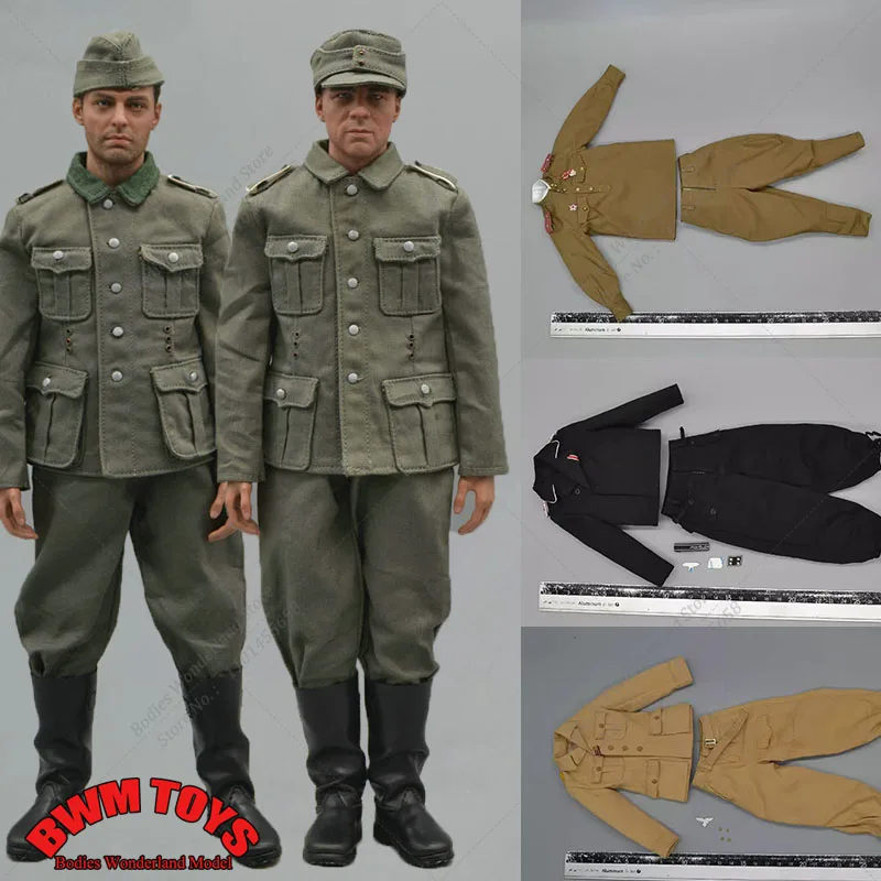 Multiple Options M40 M36 1/6 WWII Soviet Army Military Desert Green Uniform Combat Pants Cloth Set for 12