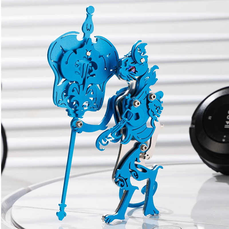 

MOKR Elder Iron Fan Cat 3D Metal Jigsaw Puzzle Children's Toy DIY Assembly Model Christmas New Year Birthday Gift Education