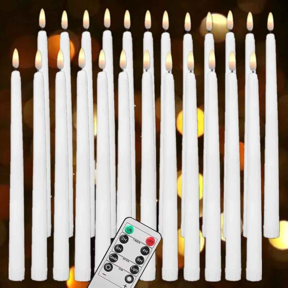 28CM Tall LED Flameless Taper Candle Battery Operated Flickering Electric Candle Stick for Pray Restaurant Wedding Home Decor