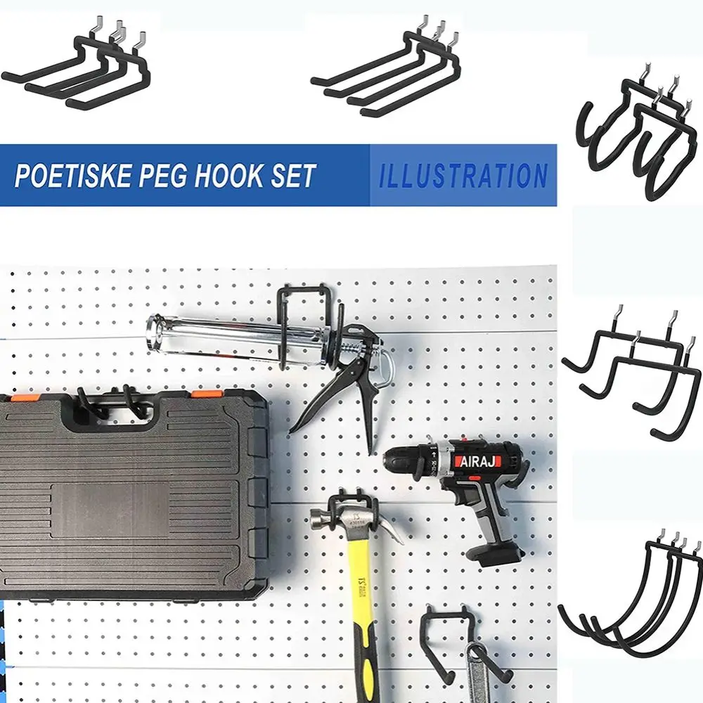 Drill Holder Pegboard Power Tool Holder Heavy Duty Hooks Pegboard Hooks Garage Storage Hooks Hanger Rack Wall Mounted Holder