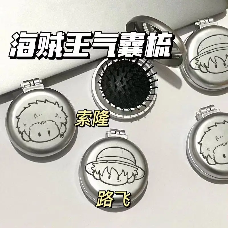 New One Piece Luffy Roronoa Zoro Comb Comb Creative Personalized Flip-on Cosmetic Mirror Dual-purpose Comb Student  Portable - view 2
