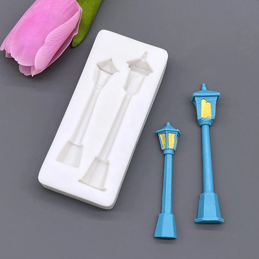 Road Street Lamp Streetlight Silicone Mold Sugarcraft Cupcake Baking Mold Fondant Cake Decorating Tools