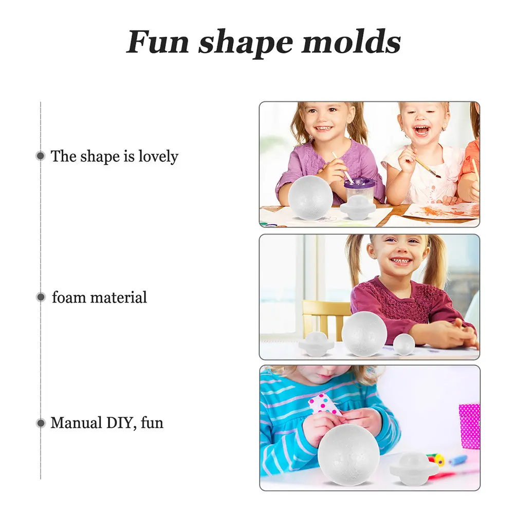 

Набор из 5 комплектов неокрашенных пенопластовых шаров для создания Солнечной системы, набор для детского творчества, проект DIY, рисование, украшение для вечеринки, инструмент для изучения науки