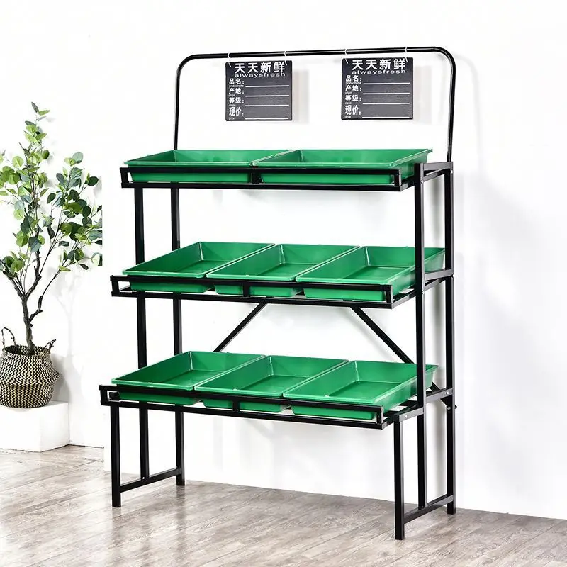 Fruit and vegetable shelves Convenience store fruit and vegetable shelves Platform push head folding shelves